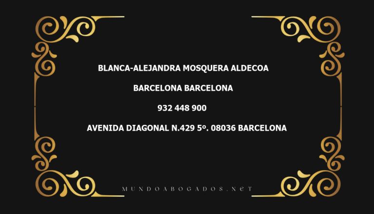 abogado Blanca-Alejandra Mosquera Aldecoa en la localidad de Barcelona