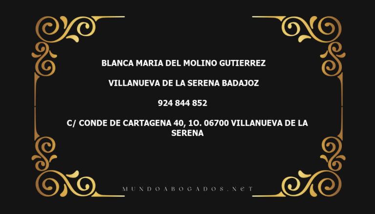 abogado Blanca Maria Del Molino Gutierrez en la localidad de Villanueva de la Serena