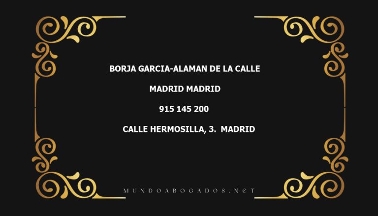 abogado Borja Garcia-Alaman De La Calle en la localidad de Madrid