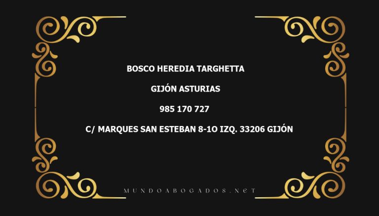 abogado Bosco Heredia Targhetta en la localidad de Gijón