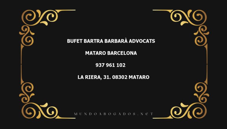 abogado Bufet Bartra Barbarà Advocats en la localidad de Mataro