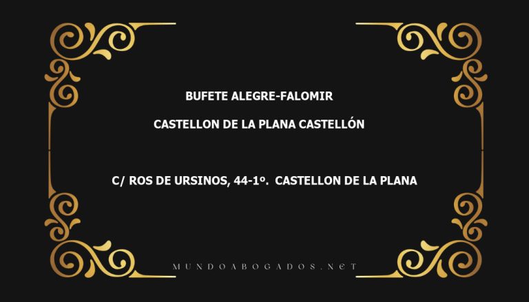 abogado Bufete Alegre-Falomir en la localidad de Castellon de la Plana