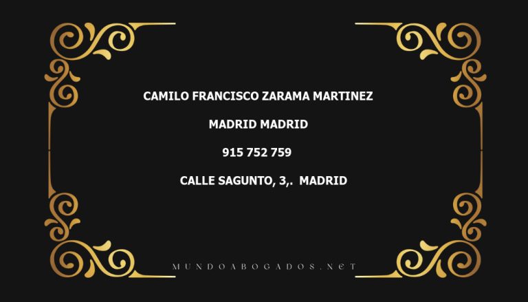 abogado Camilo Francisco Zarama Martinez en la localidad de Madrid