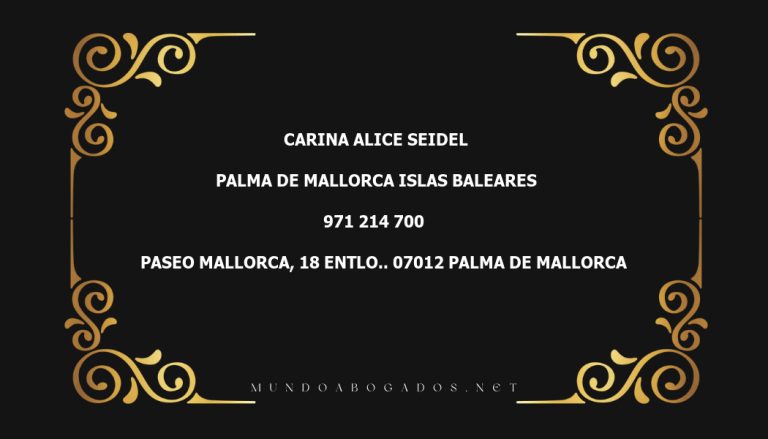 abogado Carina Alice Seidel en la localidad de Palma de Mallorca