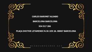 abogado Carles Baronet Aldabo en la localidad de Barcelona