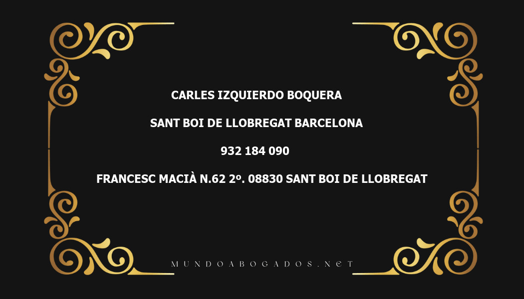 abogado Carles Izquierdo Boquera en la localidad de Sant Boi de Llobregat