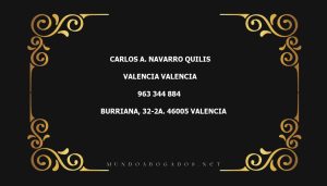 abogado Carlos A. Navarro Quilis en la localidad de Valencia