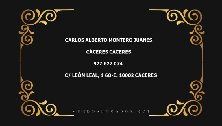 abogado Carlos Alberto Montero Juanes en la localidad de Cáceres