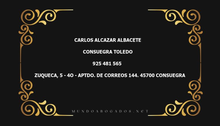 abogado Carlos Alcazar Albacete en la localidad de Consuegra