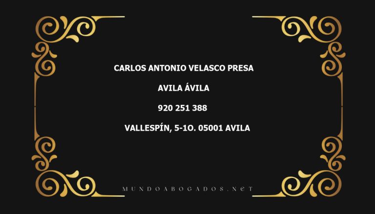 abogado Carlos Antonio Velasco Presa en la localidad de Avila