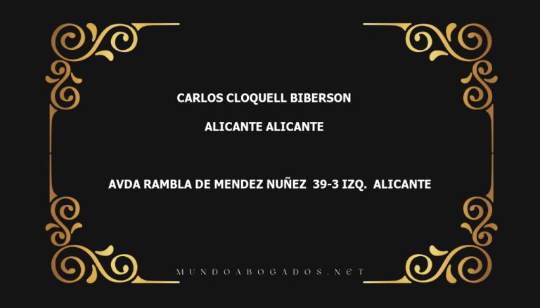 abogado Carlos Cloquell Biberson en la localidad de Alicante