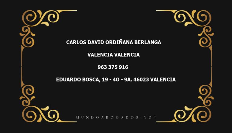 abogado Carlos David Ordiñana Berlanga en la localidad de Valencia