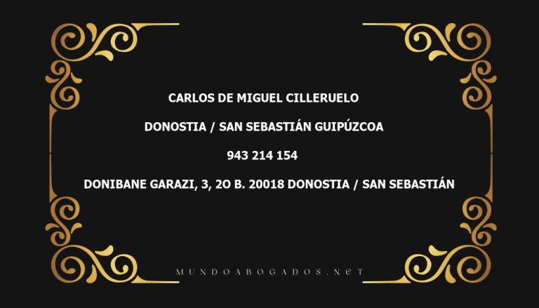 abogado Carlos De Miguel Cilleruelo en la localidad de Donostia / San Sebastián