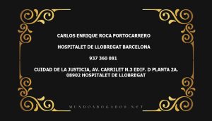 abogado Carlos Enrique Roca Portocarrero en la localidad de Hospitalet de Llobregat