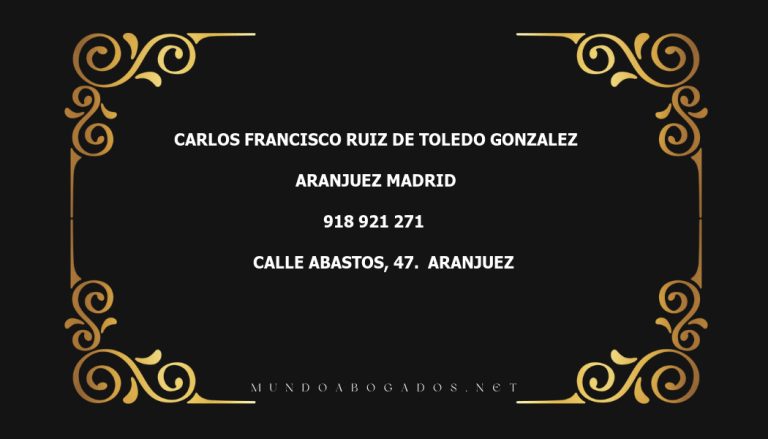 abogado Carlos Francisco Ruiz De Toledo Gonzalez en la localidad de Aranjuez