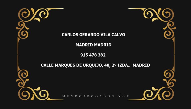 abogado Carlos Gerardo Vila Calvo en la localidad de Madrid