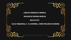 abogado Carlos Gonzalez Candela en la localidad de Molina de Segura