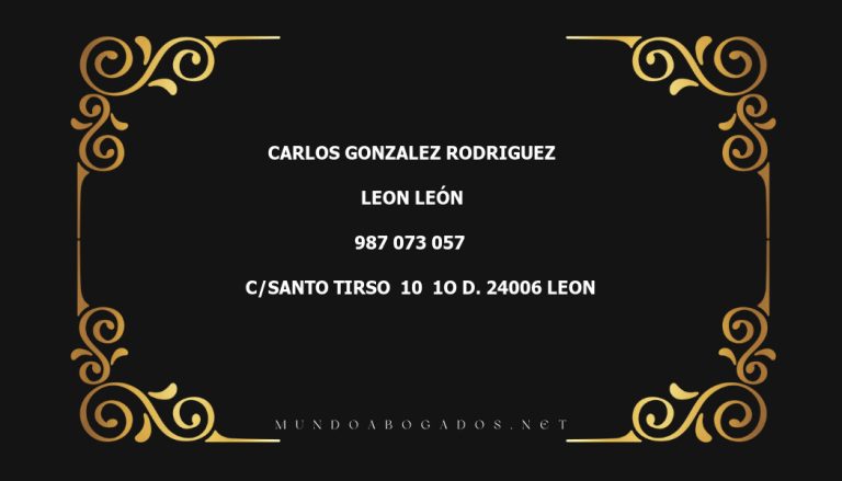 abogado Carlos Gonzalez Rodriguez en la localidad de Leon