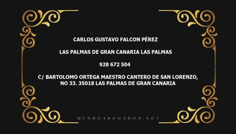 abogado Carlos Gustavo Falcon Pérez en la localidad de Las Palmas de Gran Canaria