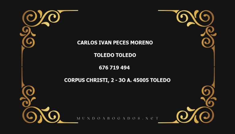 abogado Carlos Ivan Peces Moreno en la localidad de Toledo