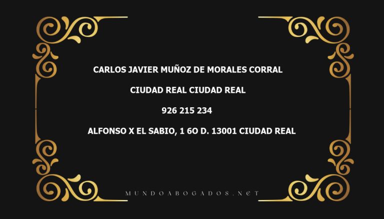 abogado Carlos Javier Muñoz De Morales Corral en la localidad de Ciudad Real