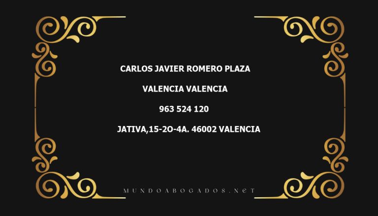 abogado Carlos Javier Romero Plaza en la localidad de Valencia