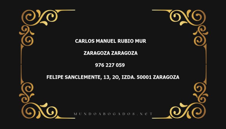 abogado Carlos Manuel Rubio Mur en la localidad de Zaragoza