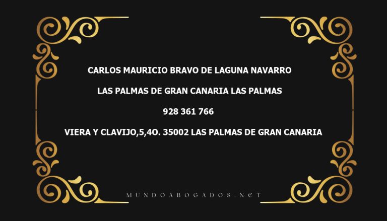 abogado Carlos Mauricio Bravo De Laguna Navarro en la localidad de Las Palmas de Gran Canaria