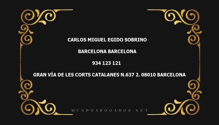 abogado Carlos Miguel Egido Sobrino en la localidad de Barcelona