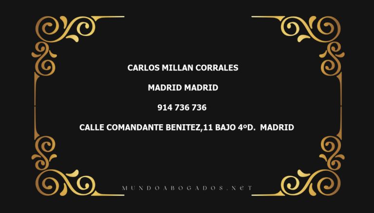 abogado Carlos Millan Corrales en la localidad de Madrid