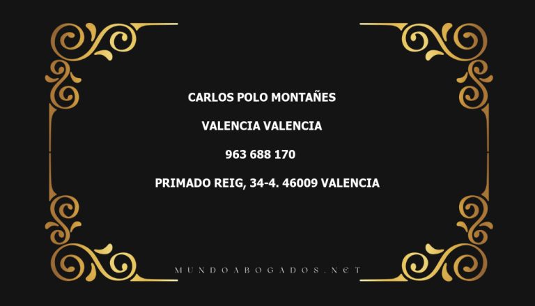 abogado Carlos Polo Montañes en la localidad de Valencia