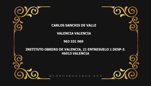 abogado Carlos Sanchis De Valle en la localidad de Valencia