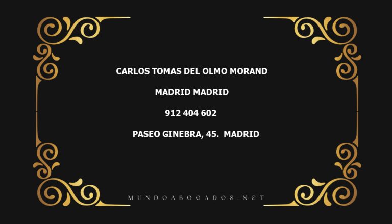 abogado Carlos Tomas Del Olmo Morand en la localidad de Madrid