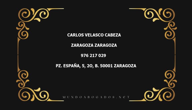 abogado Carlos Velasco Cabeza en la localidad de Zaragoza