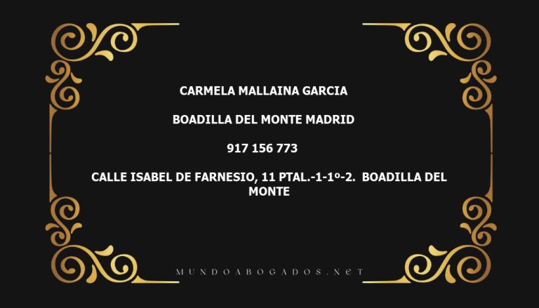 abogado Carmela Mallaina Garcia en la localidad de Boadilla del Monte