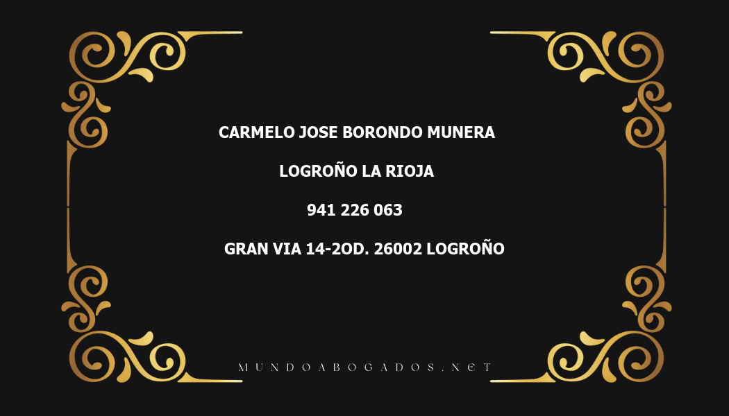 abogado Carmelo Jose Borondo Munera en la localidad de Logroño