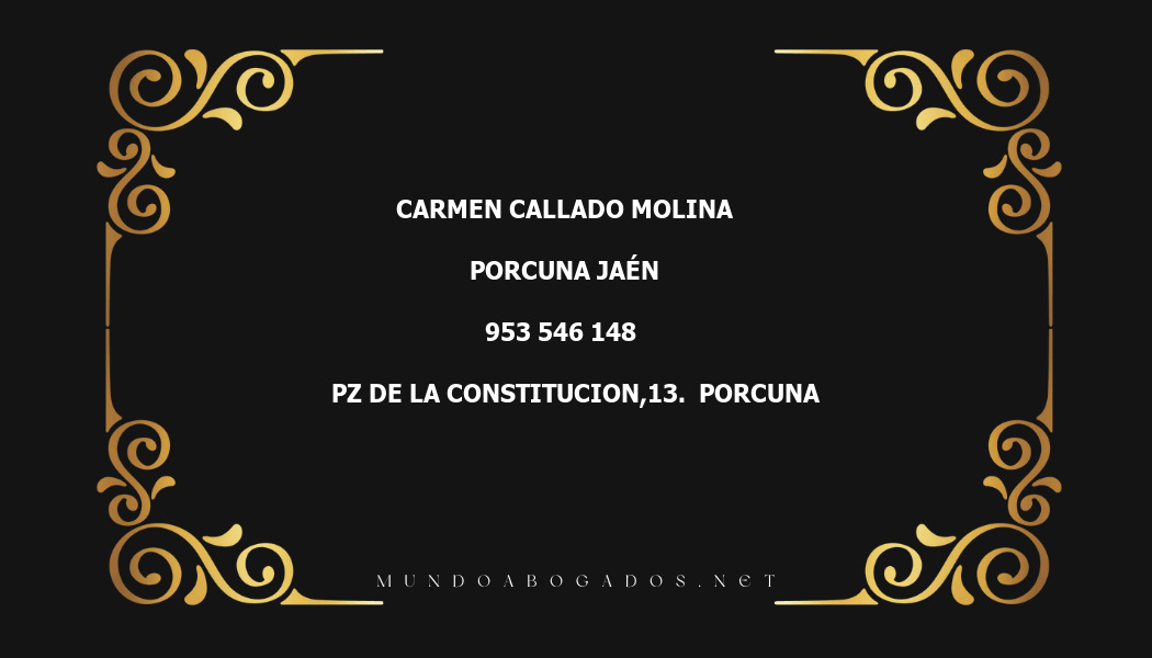 abogado Carmen Callado Molina en la localidad de Porcuna