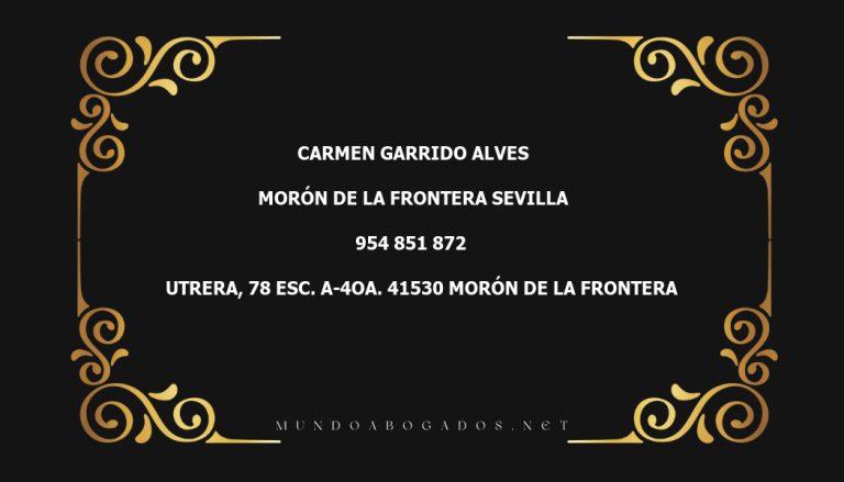 abogado Carmen Garrido Alves en la localidad de Morón de la Frontera