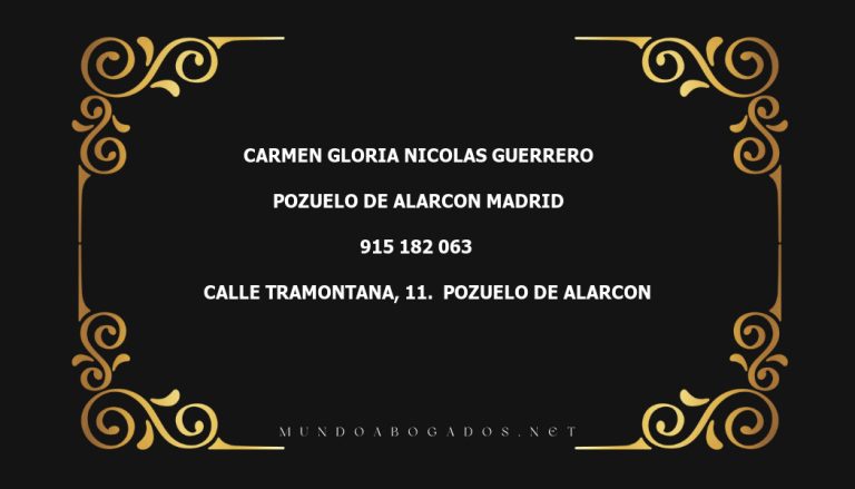 abogado Carmen Gloria Nicolas Guerrero en la localidad de Pozuelo de Alarcon