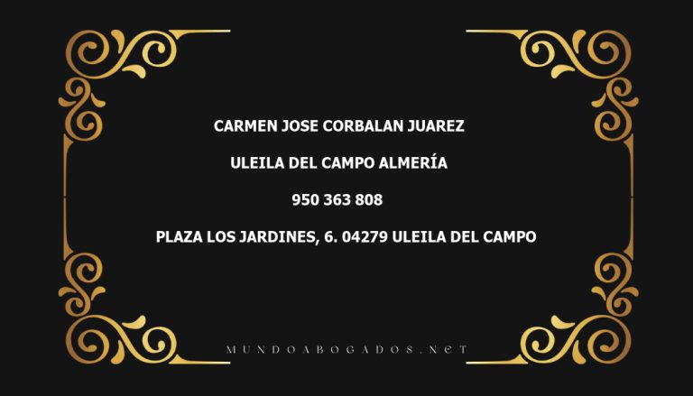 abogado Carmen Jose Corbalan Juarez en la localidad de Uleila del Campo