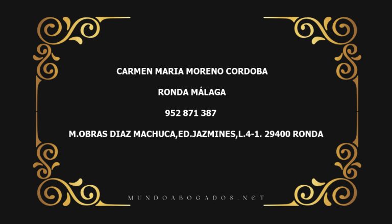 abogado Carmen Maria Moreno Cordoba en la localidad de Ronda