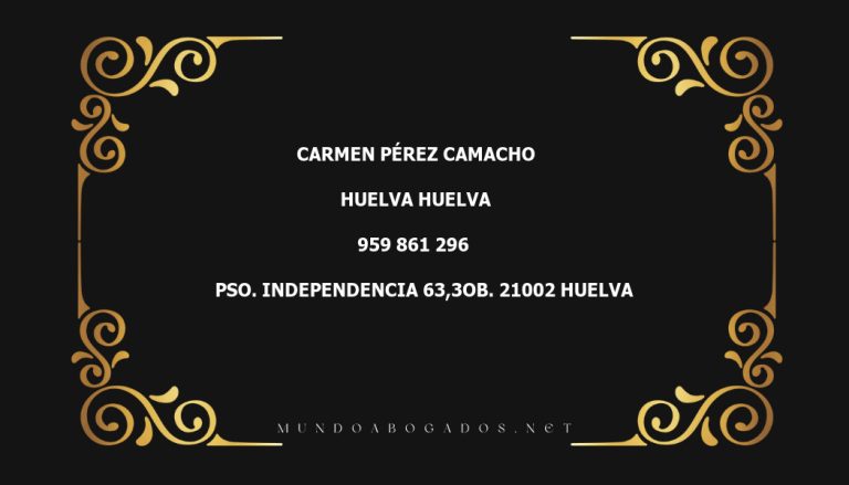 abogado Carmen Pérez Camacho en la localidad de Huelva