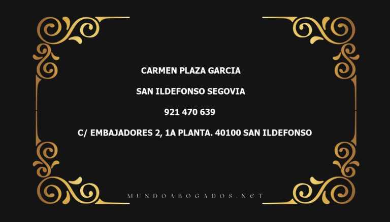 abogado Carmen Plaza Garcia en la localidad de San Ildefonso