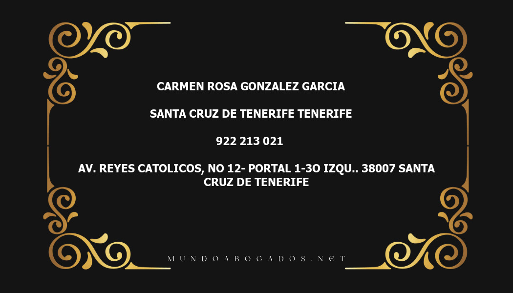 abogado Carmen Rosa Gonzalez Garcia en la localidad de Santa Cruz de Tenerife