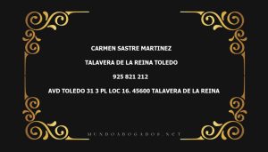 abogado Carmen Sastre Martinez en la localidad de Talavera de la Reina