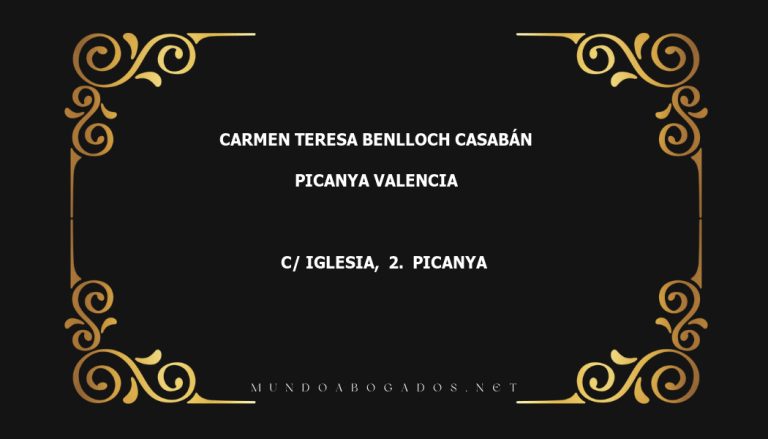 abogado Carmen Teresa Benlloch Casabán en la localidad de Picanya