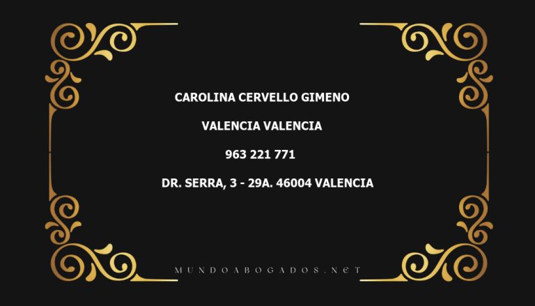 abogado Carolina Cervello Gimeno en la localidad de Valencia