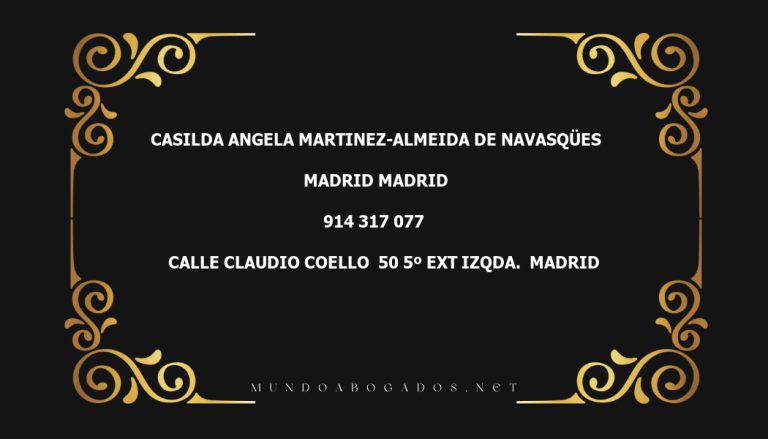 abogado Casilda Angela Martinez-Almeida De Navasqües en la localidad de Madrid