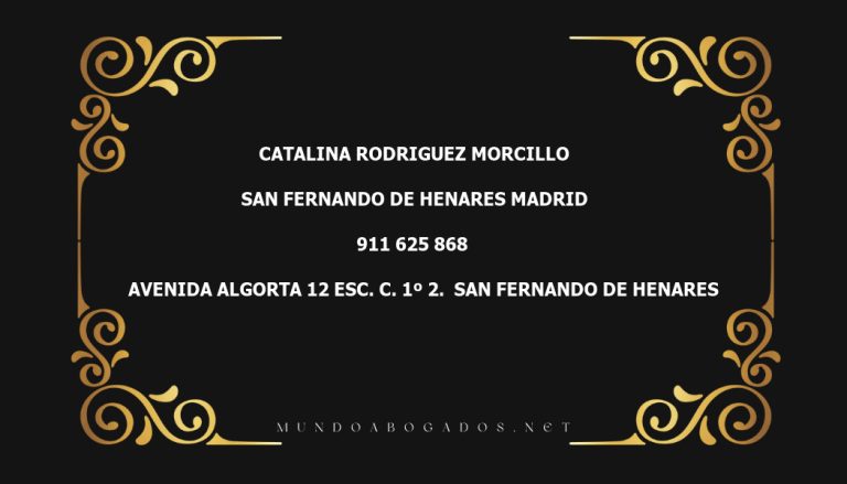 abogado Catalina Rodriguez Morcillo en la localidad de San Fernando de Henares