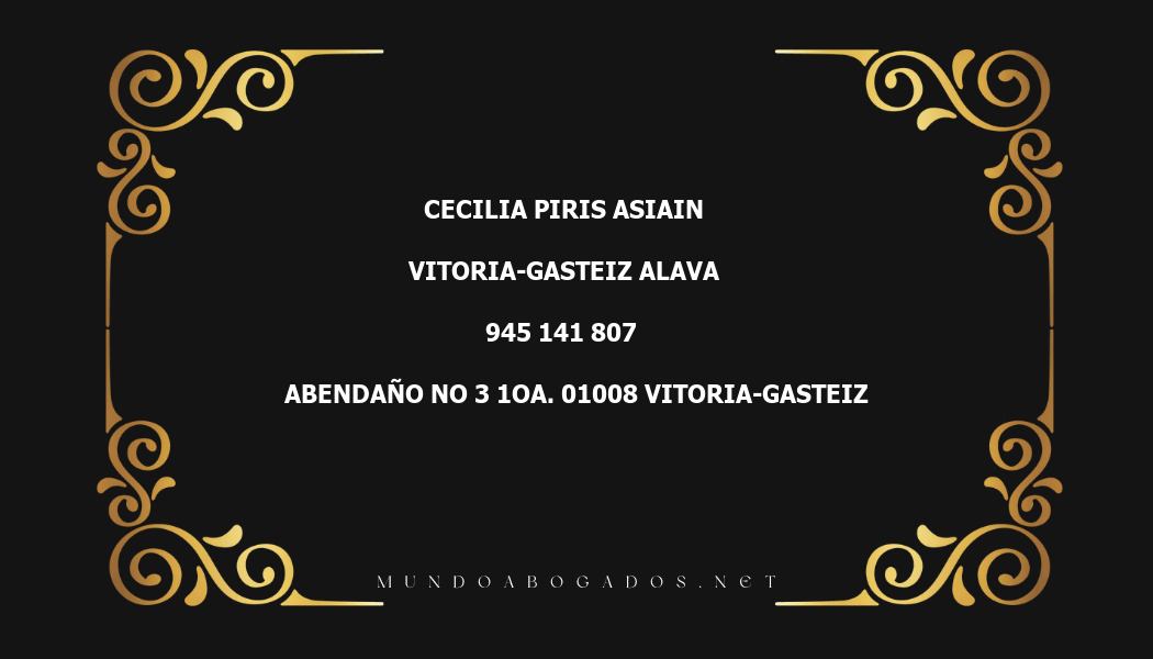 abogado Cecilia Piris Asiain en la localidad de Vitoria-Gasteiz